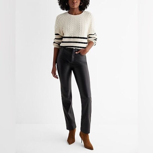 NEW Express 90’s Slim Super High Rise Faux Vegan Leather Pants Size 6 R - Picture 1 of 16